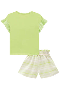 Conjunto short volantes verde lima