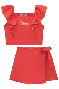 Conjunto falda short "shine" rojo