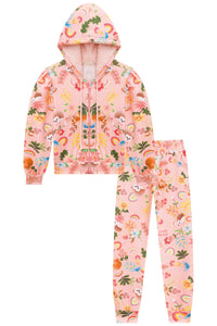 Conjunto buzo animalitos coral