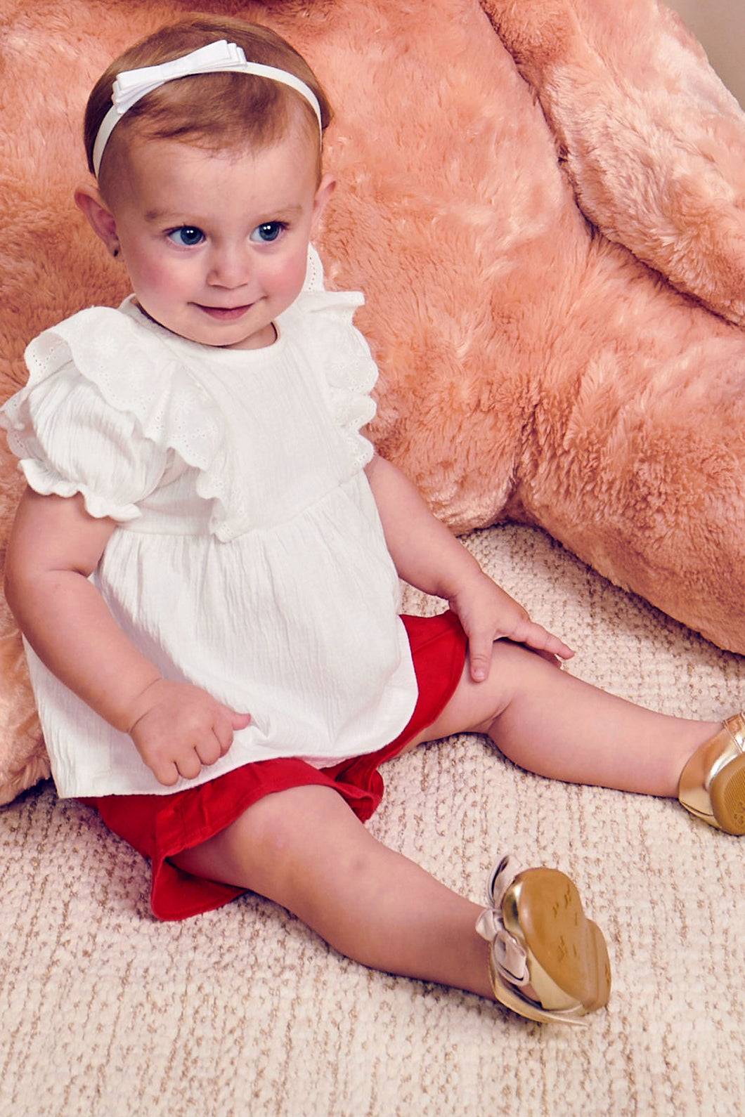 Conjunto short y blusita volantes crudo