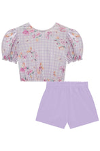 Cargar imagen en el visor de la galería, Conjunto short + blusa mariposas lila
