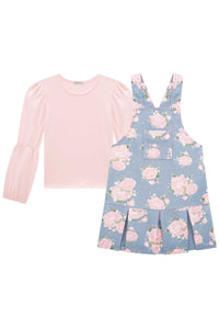 Set jumper flores celeste