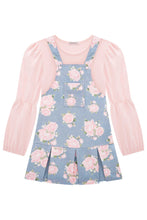 Cargar imagen en el visor de la galería, Set jumper flores celeste
