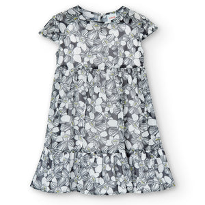 Vestido gasa flores negro