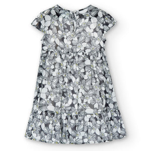Vestido gasa flores negro
