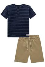 Cargar imagen en el visor de la galería, Conjunto short + polo listado Azul
