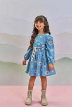 Cargar imagen en el visor de la galería, Vestido flores bordadas Celeste
