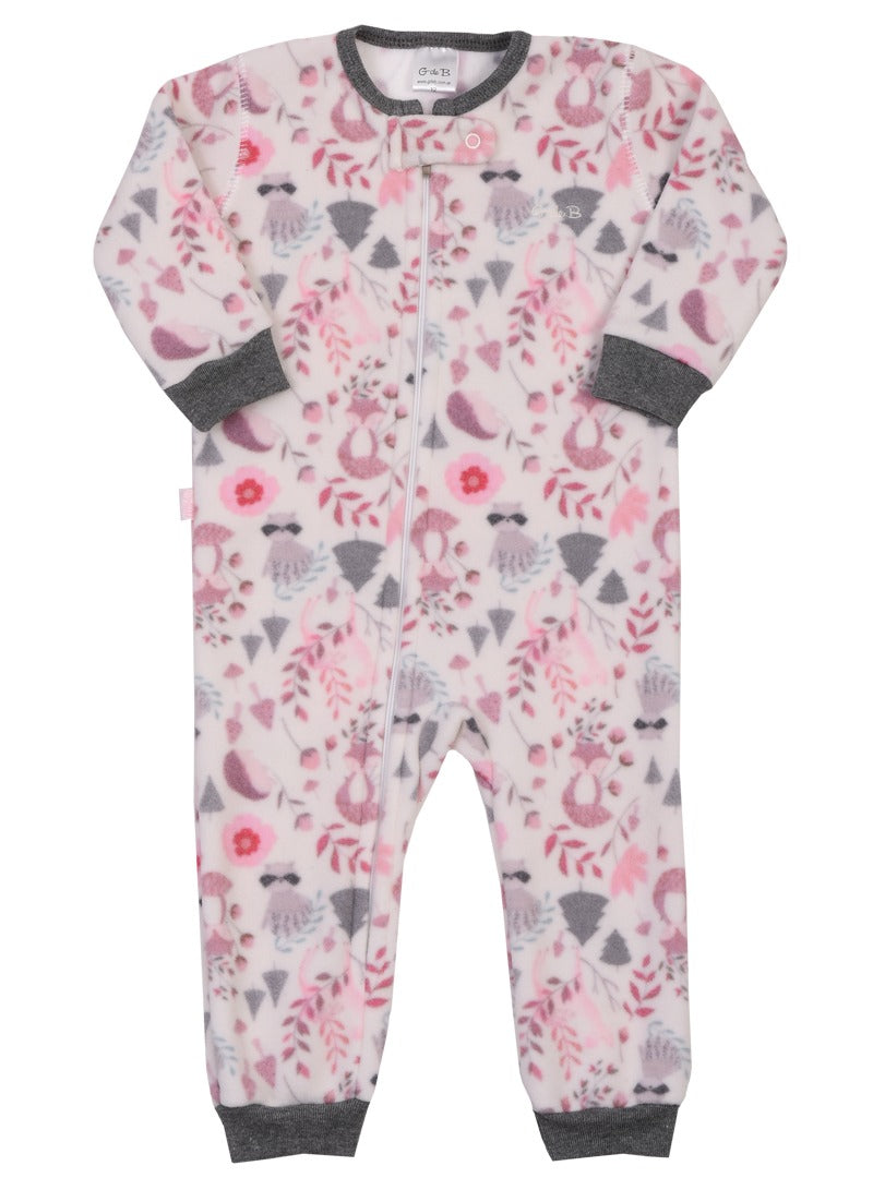 Pijama baby polar flores rosa