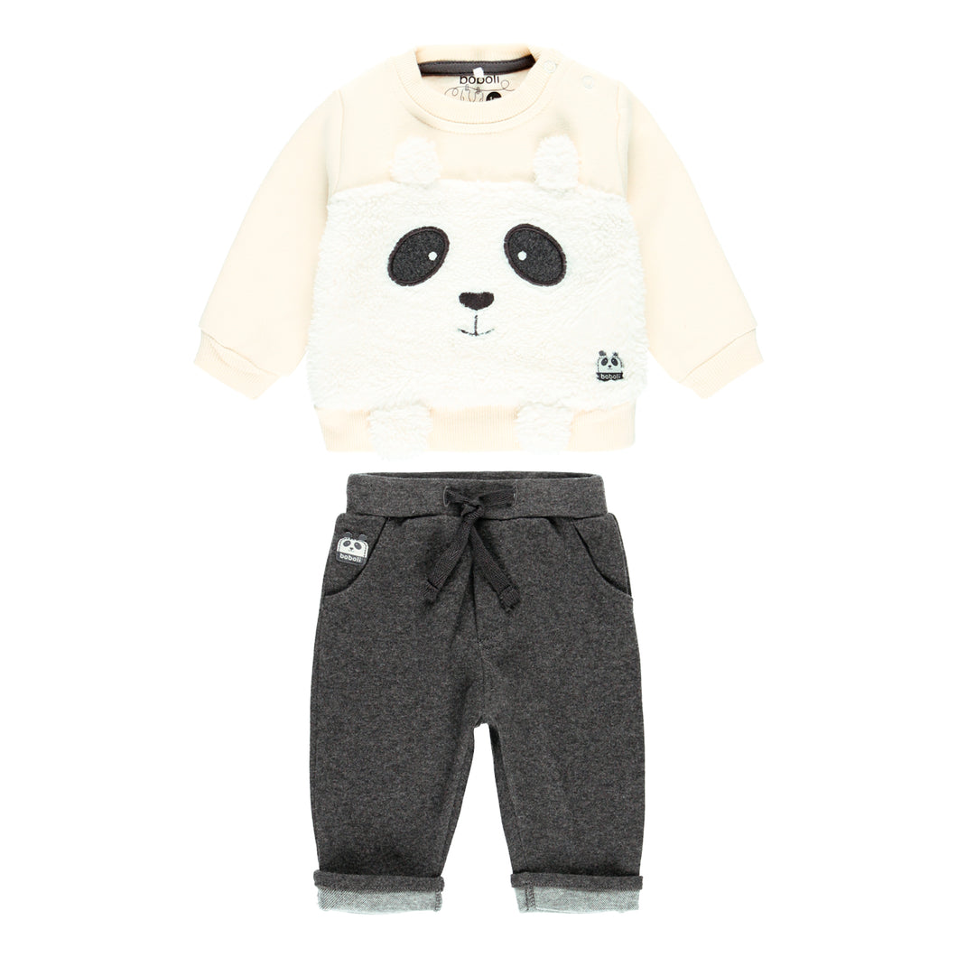 Conjunto oso panda gris