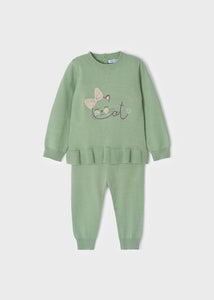 Conjunto tricot "Cat" verde