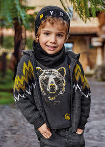 Casaca tricot jacquard fosil