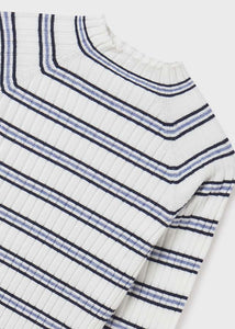 Cafarena listada en tricot azul