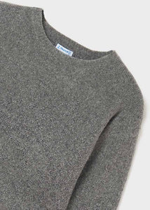 Vestido combinado tricot y tul gris titanio