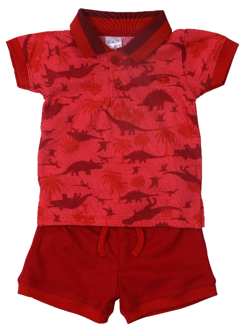 Conjunto short dinos rojo