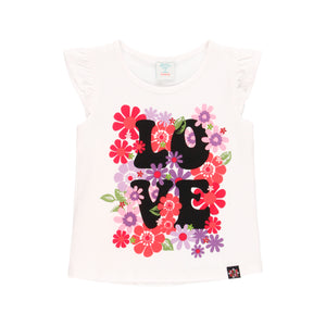 Polo flores "Love" blanco