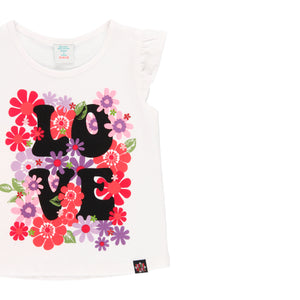 Polo flores "Love" blanco