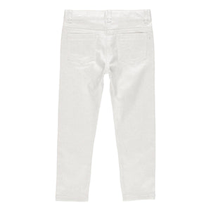 Pantalón saten elastico blanco silver
