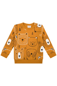 Polera afranelada ositos mostaza