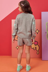 Conjunto tricot estrellas gris