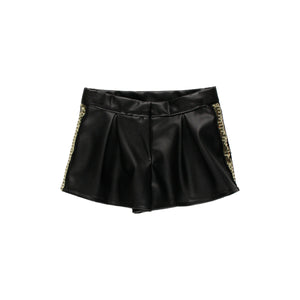 Short polipiel banda strass negro