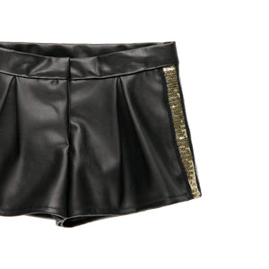 Short polipiel banda strass negro