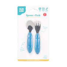 Bumkins - Set cuchara y tenedor Azul acero