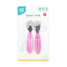 Cargar imagen en el visor de la galería, Bumkins - Set cuchara y tenedor Fucsia
