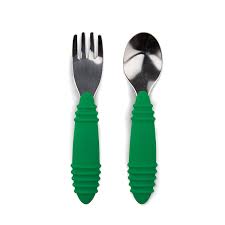 Bumkins - Set cuchara y tenedor Verde jade