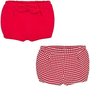 Set 2 shorts algodón rojo T 0/1 mes