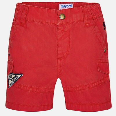 Short en popelin con parche rojo T 6 meses